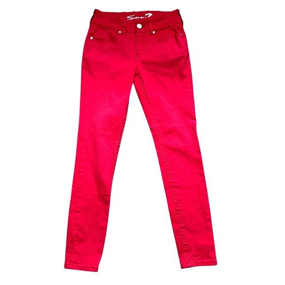 Seven7 High Rise Skinny Jeans Bold Red Stretch Denim Slim Fit Trendy Color Sz 6 - Picture 1 of 10